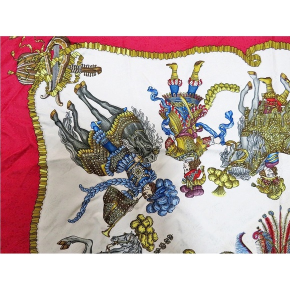 Hermes Red and Gold Scarf - Picture 2 of 14